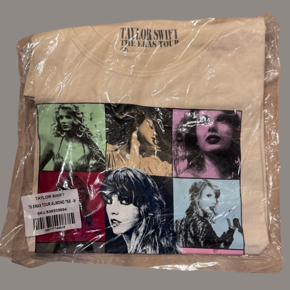 NWT TAYLOR SWIFT | THE ERAS INTERNATIONAL TOUR BEIGE T-SHIRT SZ M & Lg - Picture 3 of 3